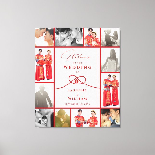 Red Knot Gewerkschaft Double Happiness Chinesische Leinwanddruck (Vorderseite)