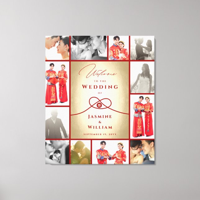 Red Knot Gewerkschaft Double Happiness Chinesische Leinwanddruck (Vorderseite)