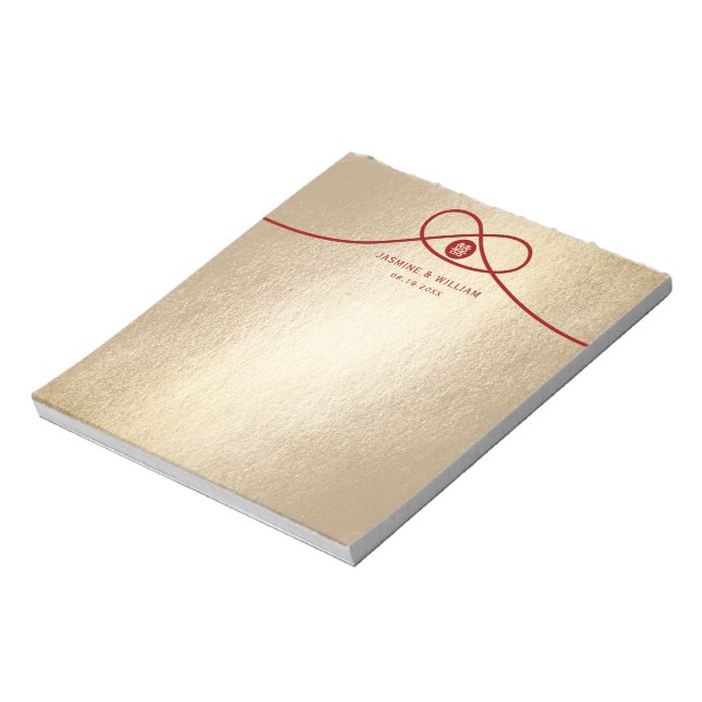 Red Knot Gewerkschaft Double Happiness Chinesische Notizblock (Rotiert)