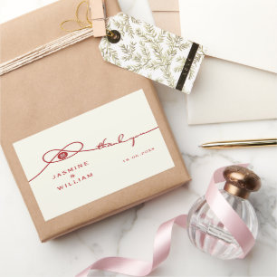 Red Knot Gewerkschaft Double Happiness Chinesische Rechteckiger Aufkleber