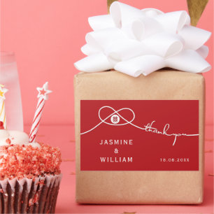 Red Knot Gewerkschaft Double Happiness Chinesische Rechteckiger Aufkleber