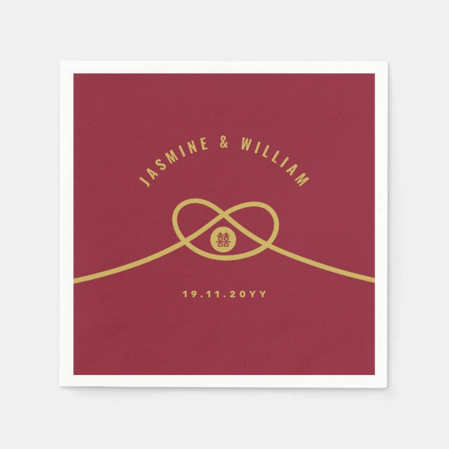 Red Knot Gewerkschaft Double Happiness Chinesische Serviette (Vorderseite)