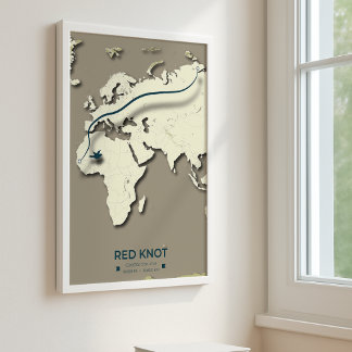 Red Knot Migration Map - Minimalistischer Vintager Poster