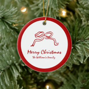 Red Knot Modern Christmas Keramik Ornament