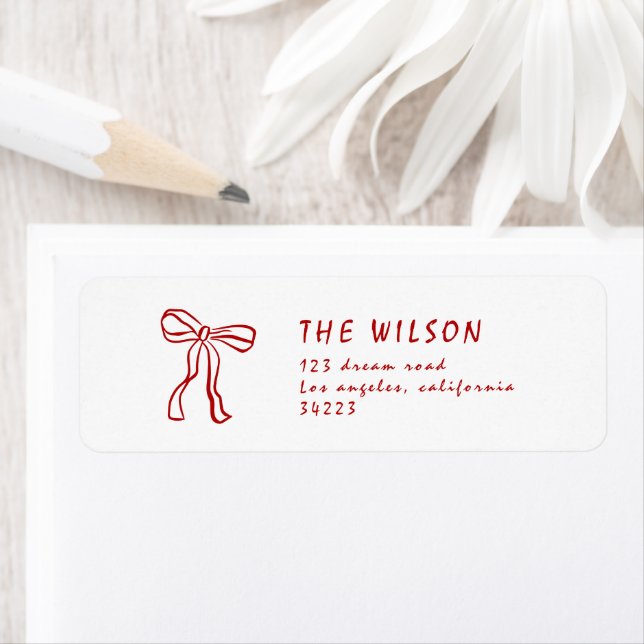 Red Knot Modern Christmas Return Address Label (Insitu)