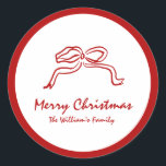 Red Knot Modern Christmas Runder Aufkleber<br><div class="desc">Fügen Sie Ihren Weihnachtsgeschenken und -karten eine festliche Touch mit dem Red Knot Modern Christmas Classic Aufkleber hinzu. Diese Aufkleber sind in einem schicken Design gestaltet, das lebendige Farben und zeitgenössische Urlaubsmotive verbindet. Sie eignen sich perfekt, um Geschenkpackungen zu versiegeln, die Urlaubskarten zu dekorieren oder Ihre saisonale Dekoration um eine...</div>