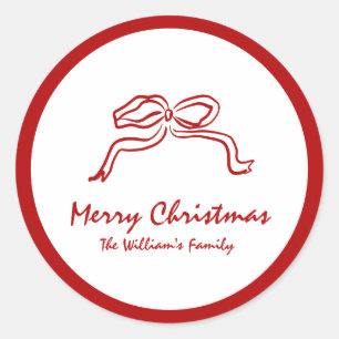 Red Knot Modern Christmas Runder Aufkleber