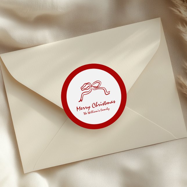 Red Knot Modern Christmas Runder Aufkleber (Von Creator hochgeladen)