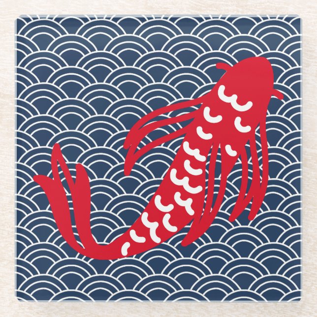 Red Koi Fish Glasuntersetzer (Vorderseite)
