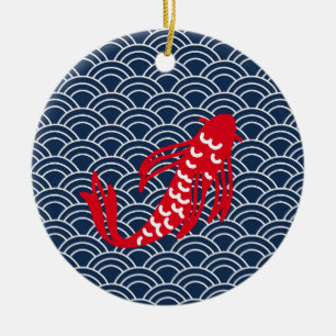 Red Koi Fish Keramik Ornament