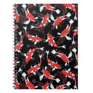 Red Koi Fish Pattern Notizblock