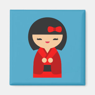 Red Kokeshi Japanese dolls Magnet