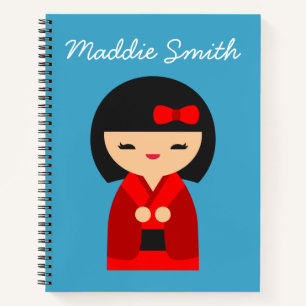 Red Kokeshi Japanische Puppen Notizbuch