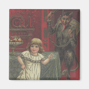 Red Krampus Girl Dining Room Switch Magnet