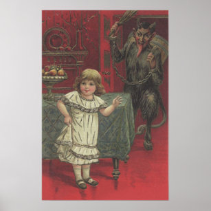Red Krampus Girl Dining Room Switch Poster