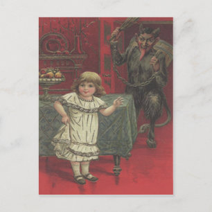 Red Krampus Girl Dining Room Switch Postkarte