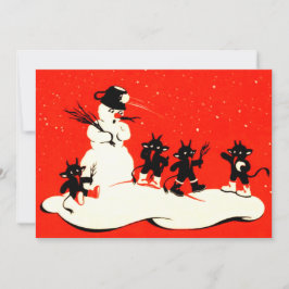 Red Krampus Snowball Fight Snowman
