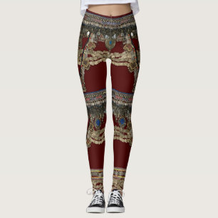 Red Kuchi Tribal Pattern Leggings