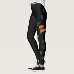 Red Kurz Hair Dackel Niedlich Cartoon Dog & Paws Leggings