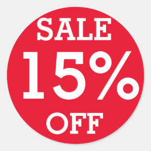Red Label SALE 15% OFF Retail Shop Runder Aufkleber