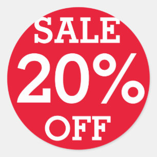 Red Label SALE 20% OFF Retail Shop Runder Aufkleber