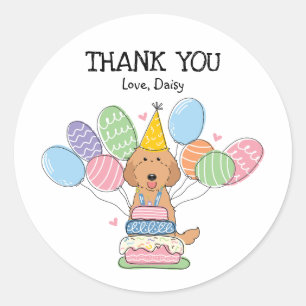 Red Labradoodle Birthday Favor Tags Aufkleber
