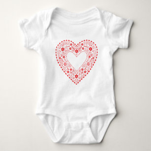 Red Lace Heart Baby Strampler