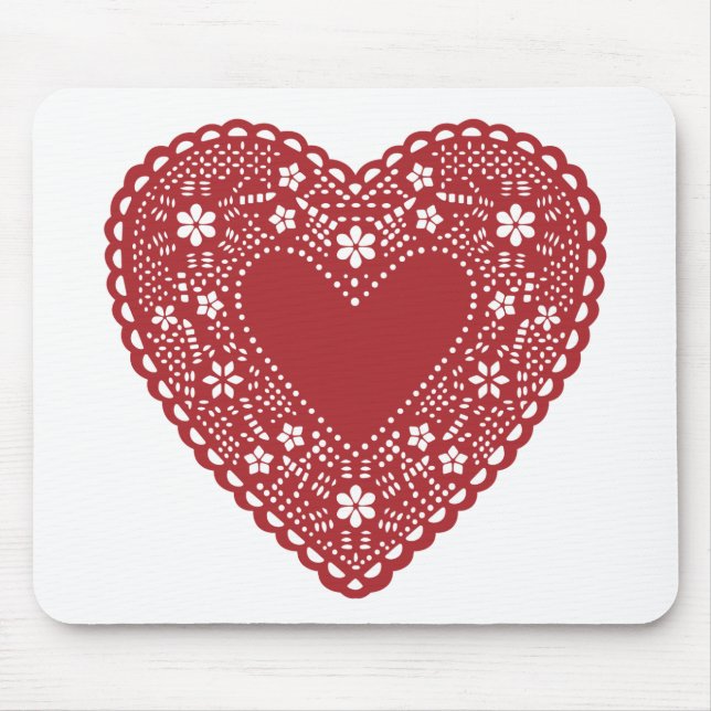 Red Lace Heart Mousepad (Vorne)