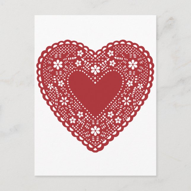 Red Lace Heart Postkarte (Vorderseite)