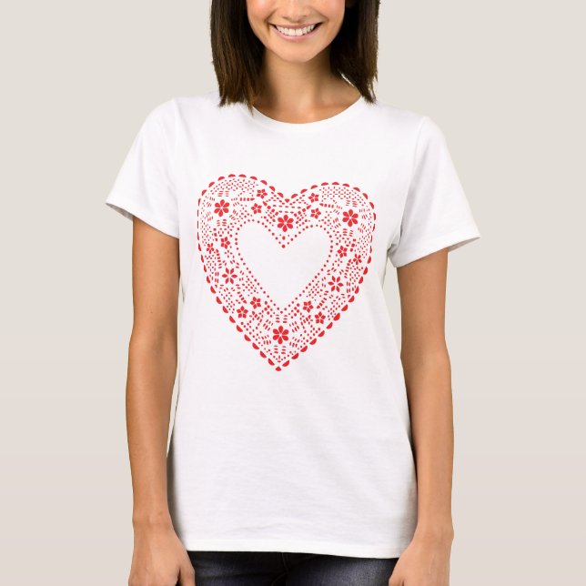 Red Lace Heart T-Shirt (Vorderseite)