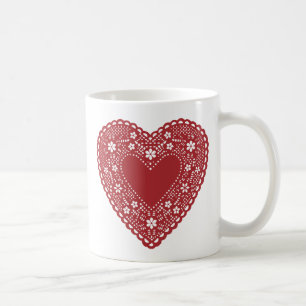Red Lace Heart Tasse