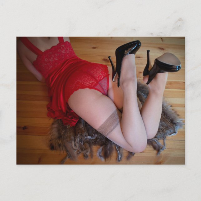 Red Lace Lingerie Foto Postkarte (Vorderseite)