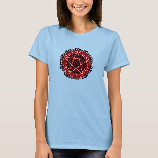 RED LACE PENTAGRAMM T-Shirt (Vorderseite)