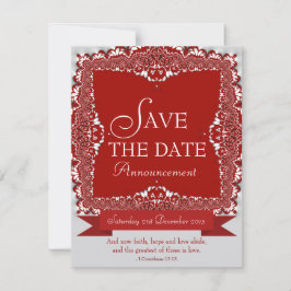 Red Lace Save the Date Wedding Ankündigung