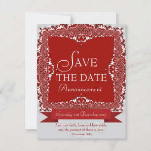 Red Lace Save the Date Wedding Ankündigung