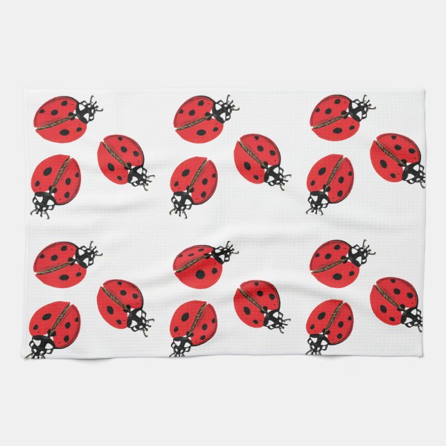 Red Lady Bug Illustration Geschirrtuch (Horizontal)