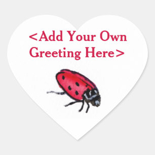 Red Lady Bug Insekt Custom Art Decal Heart Sticker