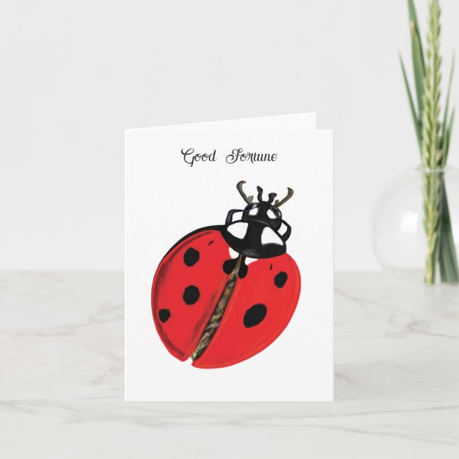 Red Lady Bug Viel Glück Botschafter Illustration (Vorderseite)