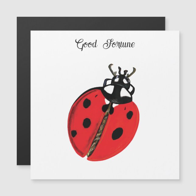 Red Lady Bug Viel Glück Botschafter Illustration Magnetkarte (Vorne/Hinten)