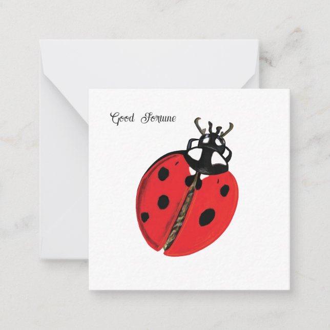 Red Lady Bug Viel Glück Botschafter Illustration Mitteilungskarte (Vorderseite)