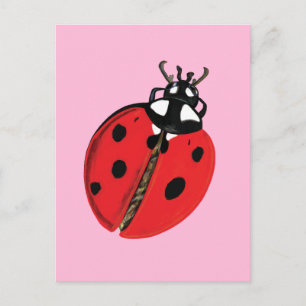 Red Lady Bug Viel Glück Botschafter Illustration Postkarte