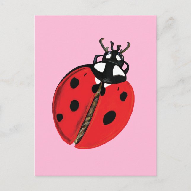 Red Lady Bug Viel Glück Botschafter Illustration Postkarte (Vorderseite)