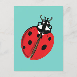 Red Lady Bug Viel Glück Botschafter Illustration Postkarte