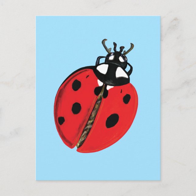 Red Lady Bug Viel Glück Botschafter Illustration Postkarte (Vorderseite)