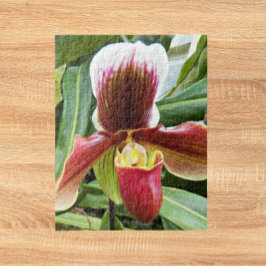 Red Lady Slipper Orchid Floral Puzzle