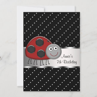 Red Ladybug 7. Geburtstagsparty Einladung Ladybug