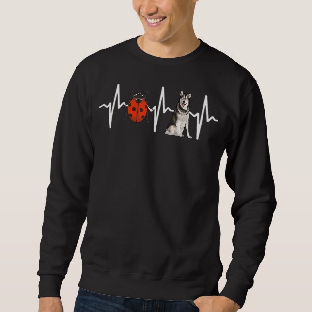 Red Ladybug Alaskan Malamute Heartbeat Dog Sweatshirt (Vorderseite)