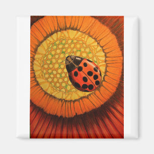 Red Ladybug auf Blume Magnet