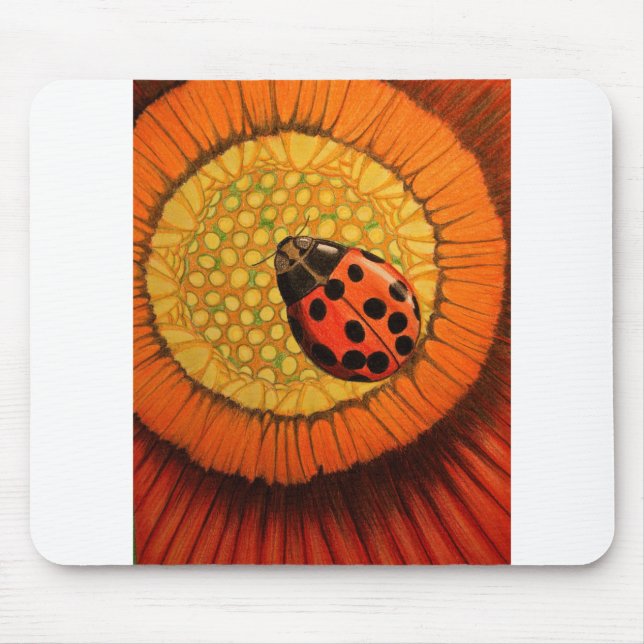 Red Ladybug auf Blume Mousepad (Vorne)