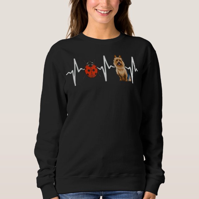 Red Ladybug Australian Terrier Heartbeat Dog Sweatshirt (Vorderseite)